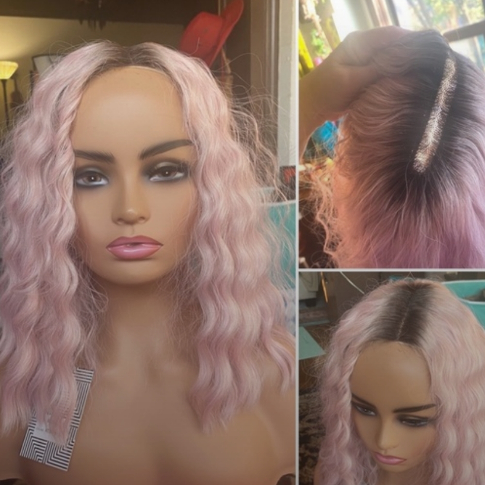 Cute realistic Blush pink lace front wig